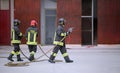 Italia, IT, Italy - May 10, 2018: three Italian firefighter at f