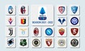 Italiam Serie A teams competing in season 2021 - 2022 for illustrative editorial use. Neumorphism style