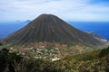 Italian Aeolian Islands mountain volcano in Sicily