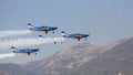 Italian aerobatic team Blu Circe flies in formation Royalty Free Stock Photo