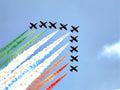 Italian aerobatic team Frecce Tricolori Tricolor arrows performs the show with Aermacchi MB-339