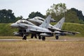 Italian Air Force Eurofighter Typhoon fighter jets landing at Mont-de-Marsan Airbase. France - May 17, 2019