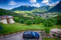 Italian Alps - Alpe di Siusi town landscape Royalty Free Stock Photo