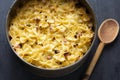 Italian american baked farfalle bow pasta in bechamel sauce