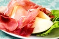 Italian antipasti. Ham melon Royalty Free Stock Photo