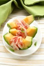 Italian antipasti (prosciutto melone) Royalty Free Stock Photo