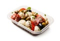 Italian Antipasti Set with Small Peppers Stuffed with Cream Cheese, Pickled Olives, Marinated Mushrooms,