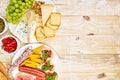 Italian antipasti wine snacks set. Antipasto catering platter Royalty Free Stock Photo