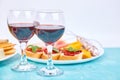 Italian antipasti wine snacks set. Antipasto catering platter Royalty Free Stock Photo