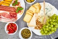 Italian antipasti wine snacks set. Antipasto catering platter Royalty Free Stock Photo