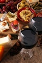 Italian antipasti wine snacks variety set. Cheese, Mediterranean