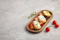 Italian appetizer toasted bread bruschetta with cream chease and tomatoes Royalty Free Stock Photo