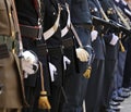 Italian armed forces with many agents in high parade uniform dur Royalty Free Stock Photo
