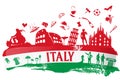 Italian background with silhouette symbol set