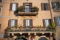 The Italian balcony in the courtyard in Rome