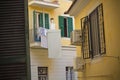 The Italian balcony in the courtyard in Rome