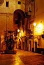 Italian Bari streets in historical center in the night