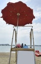 Italian Beach Lifeguard Stand And Rescue Boat Blank Panel and Ne Royalty Free Stock Photo