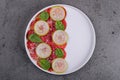 Italian beef carpaccio with sliced zucchini Royalty Free Stock Photo