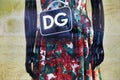 Italian brand Dolce e Gabbana d&g woman bag, in a window shopper of a luxury fashion clothes store.