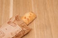 Italian bread of ciabatta on a wooden board, top view Royalty Free Stock Photo