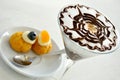 Italian breakfast with cappuccino and sweets Royalty Free Stock Photo