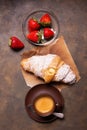 Italian breakfast: espresso with cream croissant