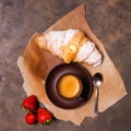 Italian breakfast: espresso with cream croissant