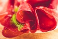 Italian bresaola prosciutto -typical food made of cow meat