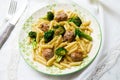 Italian broccoli and sausage pasta dish. Royalty Free Stock Photo