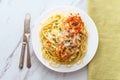 Italian Bruschetta Chicken Spaghetti Royalty Free Stock Photo