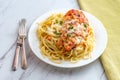 Italian Bruschetta Chicken Spaghetti Royalty Free Stock Photo