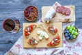 Italian bruschetta made with toasted slices of bread with cherry Royalty Free Stock Photo