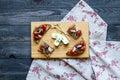 Italian bruschetta made with toasted slices of bread with cherry Royalty Free Stock Photo