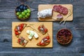 Italian bruschetta made with toasted slices of bread with cherry Royalty Free Stock Photo