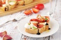 Italian bruschetta with tomatoes and mozzarella Royalty Free Stock Photo