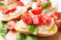 Italian bruschette, traditional appetizers Royalty Free Stock Photo