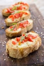 Italian bruschette, traditional appetizers Royalty Free Stock Photo