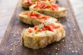 Italian bruschette, traditional appetizers Royalty Free Stock Photo