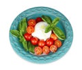 Italian buffalo mozzarella cheese with cherry tomatoes and basil Royalty Free Stock Photo