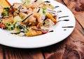 Italian Caesar salad with shrimp, croutons and parmesan Royalty Free Stock Photo