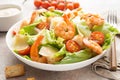 Italian caesar salad with shrimp, croutons and parmesan Royalty Free Stock Photo