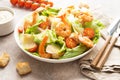 Italian Caesar salad with shrimp, croutons and parmesan Royalty Free Stock Photo