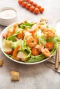 Italian caesar salad with shrimp, croutons and parmesan Royalty Free Stock Photo