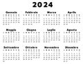 ITALIAN calendar for 2024 in black color. Printable, editable vector illustration for Italy