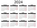 ITALIAN calendar for 2024. Printable, editable vector illustration for Italy