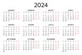 2024 italian calendar. Printable, editable vector illustration for Italy. 12 months year calendario