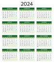 2024 italian calendar. Printable, editable vector illustration for Italy. 12 months year calendario