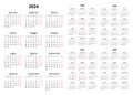 2024, 2025, 2026, 2027, 2028 italian calendars. Printable vector illustration set for Italy