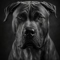 Italian cane corso dog studio portrait in ravishing realistic closeup.